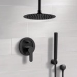 Remer SFH39 Matte Black Ceiling Shower System With Rain Shower Head and Hand Shower